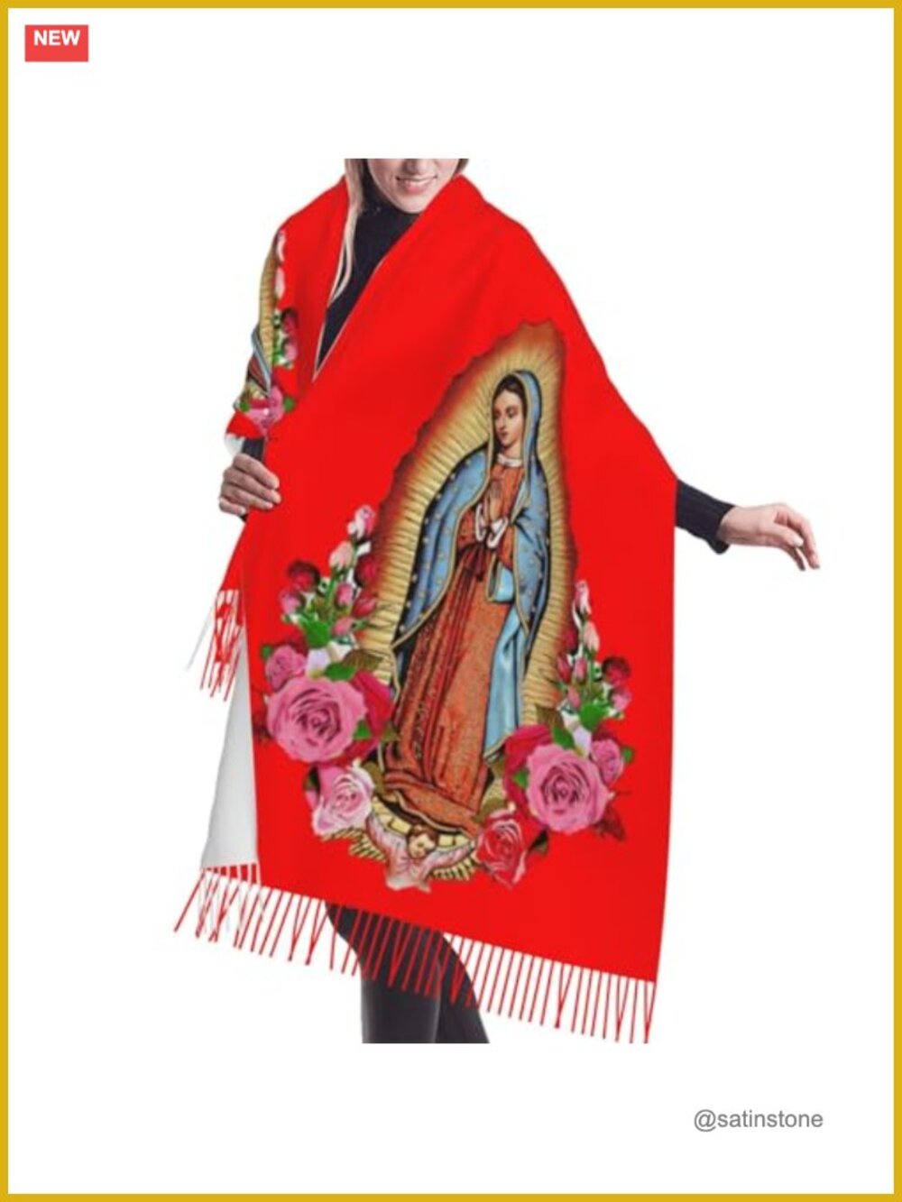 Oversized Pashmina Scarf for Women Soft Warm Shawl Wrap Faux Cashmere Floral